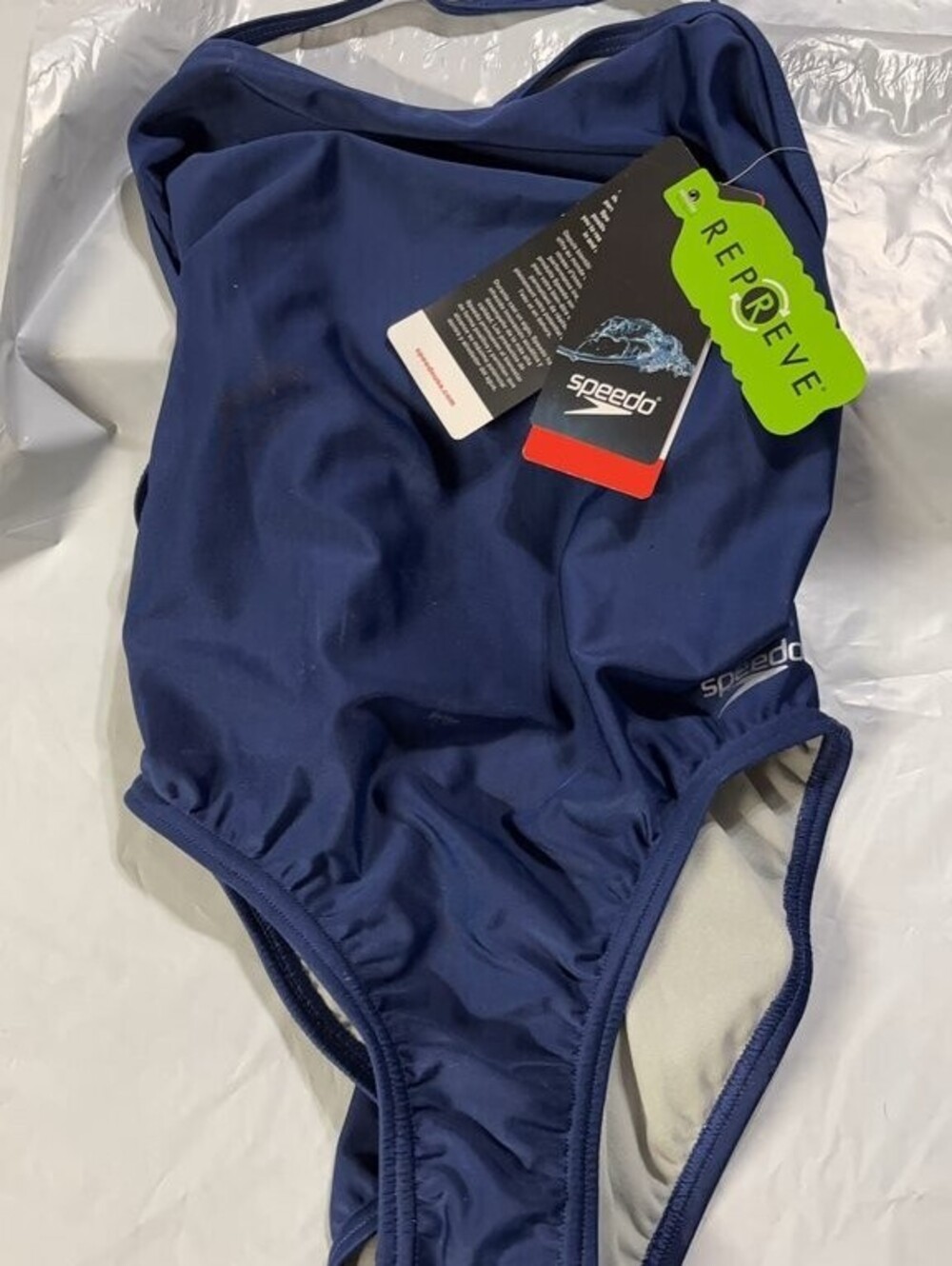 Speedo Women's One-Piece Swimsuit with REPREVE Tags - Navy Blue